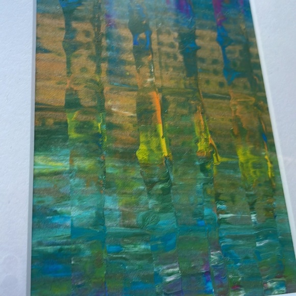 Handmade Abstract Art - 🌈 colors in textured pattern in wood blue frame - Picture 4 of 7
